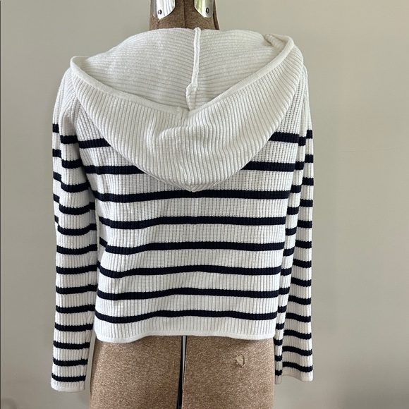 Evereve Isabel Hoodie Navy and White Striped Cardigan size XS - Picture 2 of 5